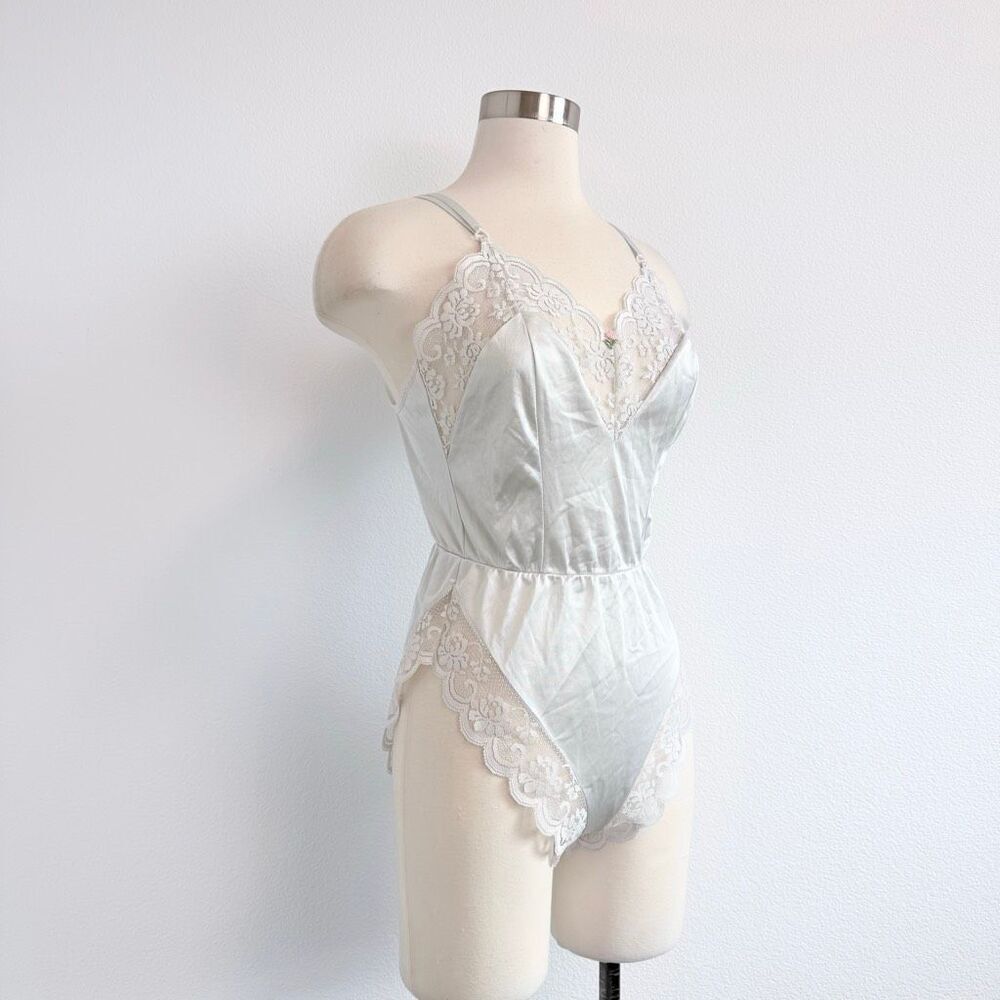 Vintage Maidenform Pastel Blue Bustier Lace Lingerie Bodysuit Lingerie S